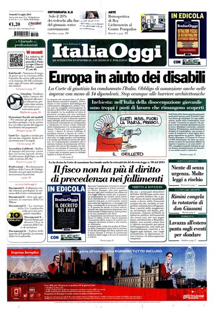 Italia oggi : quotidiano di economia finanza e politica